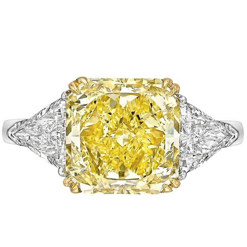 4.20 Carat Fancy Yellow Diamond Ring