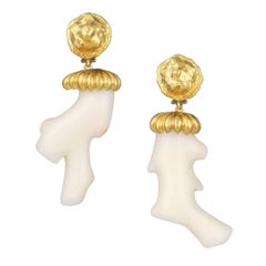 Mahie Off-White Coral and Gold Earrings