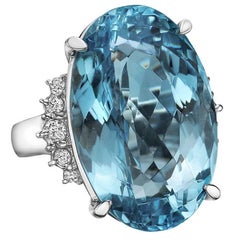 34 Carat Aquamarine Diamond Cocktail Ring