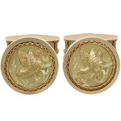 1950s Yellow Gold Bird Cufflinks 12