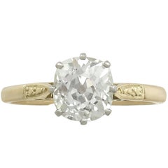 1910s 1.96 Carat Diamond and Yellow Gold Platinum Set Engagement Ring 1