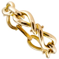 Vintage French 1980s Open Link Gold Bracelet