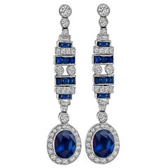 Sapphire Diamond White Gold Earrings 10