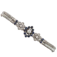 1970s Sapphire and Diamond White Gold Bracelet 3