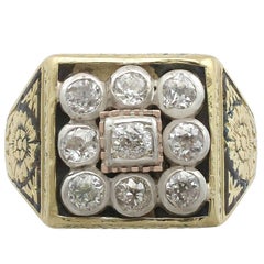 Victorian Diamond Yellow Gold, Silver Set Gents Ring 8