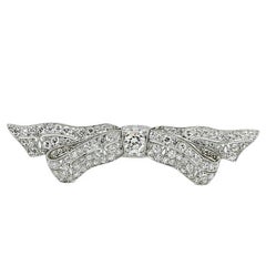 Art Deco Diamond Bow Platinum Pin