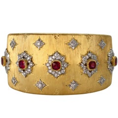 Buccellati Ruby Diamond Gold Cuff Bracelet 10