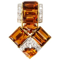 Art Deco Cartier Citrine Diamond Clip 12