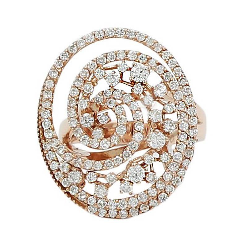 1.54 Carat Diamond Rose Gold Ring For Sale