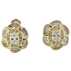 1.75 Carat Diamond Yellow Gold Earrings 2