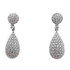 2.85 Carat Tear Drop Diamond White Gold Earrings 7
