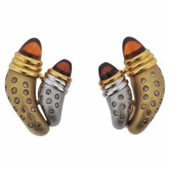 Susy Mor Gold Citrine Fancy Diamond Earrings