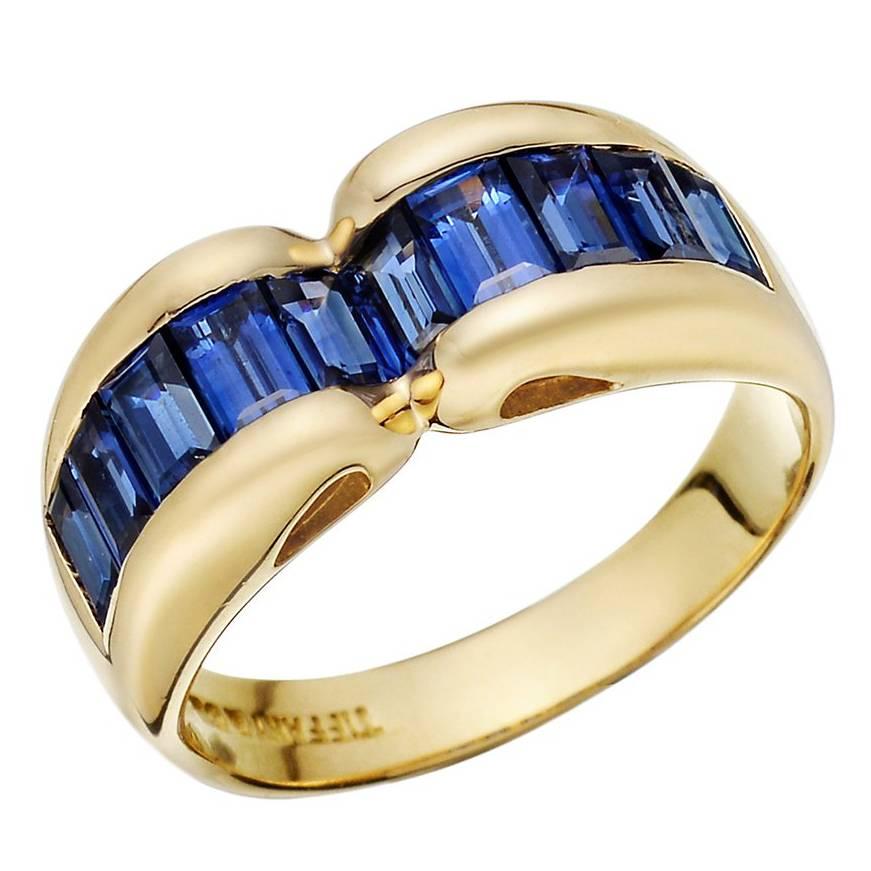 Tiffany & Co. Yellow Gold Baguette-Cut Sapphire Band