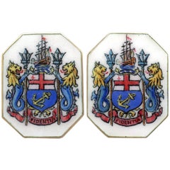 1900s Enamel and Yellow Gold Cufflinks