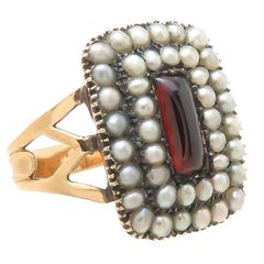 Georgian Garnet Pearls and Gold Ring 1