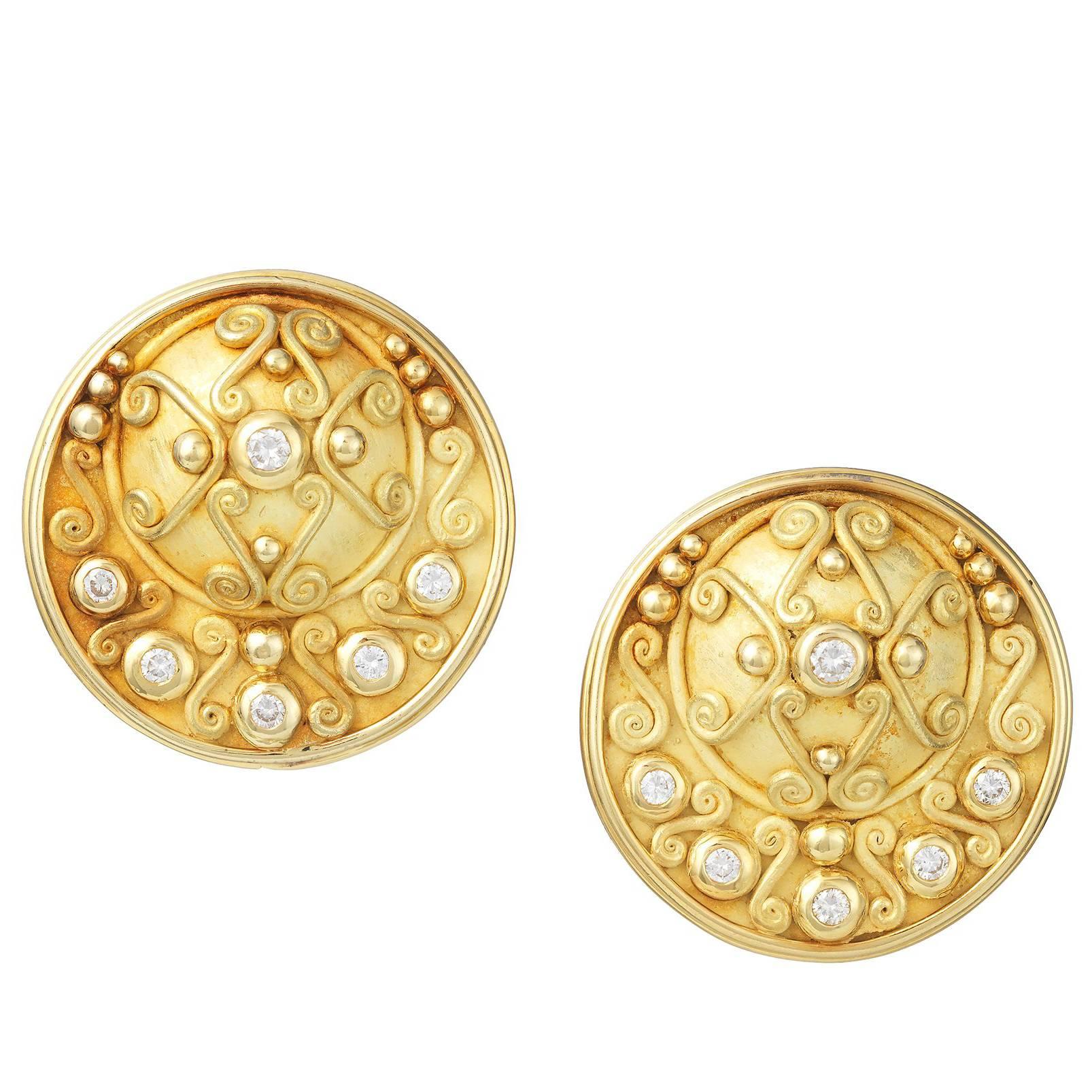 Denise Roberge Diamond Gold Earrings