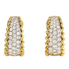 Van Cleef 
Arpels Estate Diamond Gold Hoop Earrings