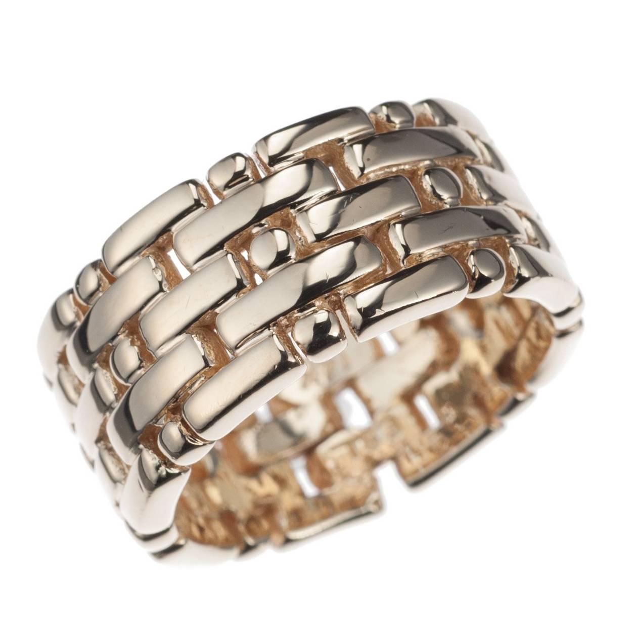 Five-Row Band in 14 Karat Yellow Gold For Sale