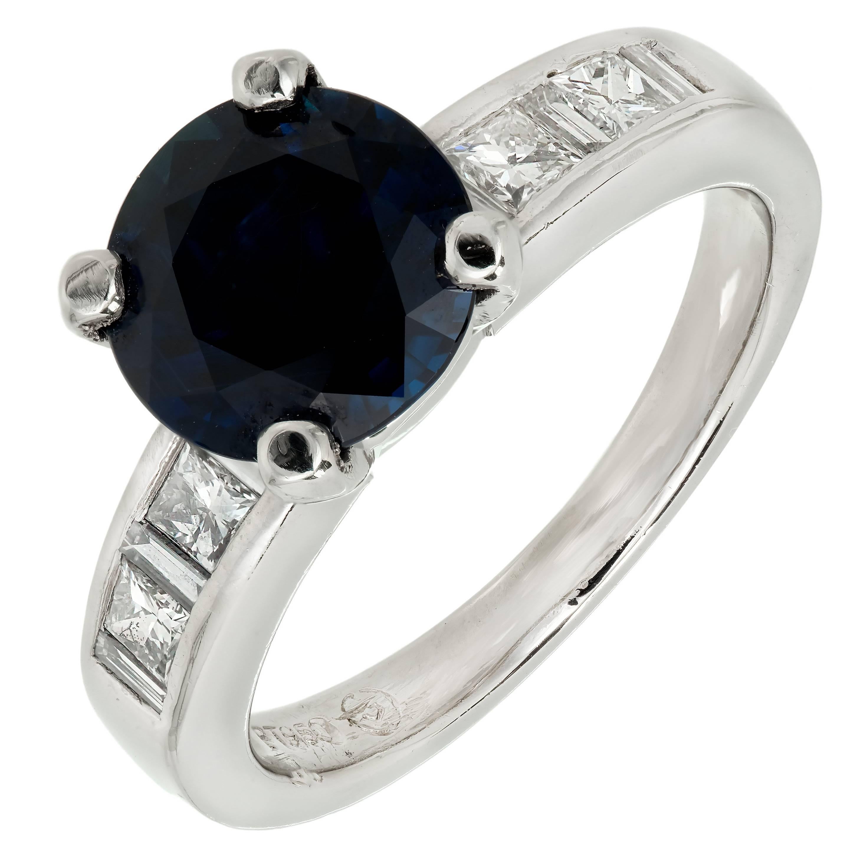 Peter Suchy GIA Certified 2.62 Carat Sapphire Diamond Platinum Engagement Ring