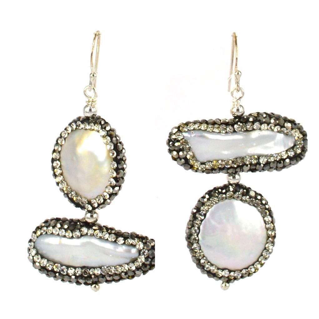 Freshwater Pave Pearl Earrings