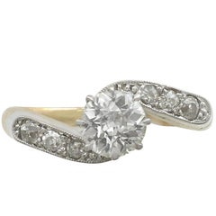 1920s Antique Diamond and Yellow Gold Twist Ring 11
