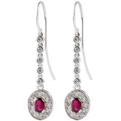 Kian Design 18 Carat White Gold 8 33 Oval Amethyst Dangle Drop Kian Design 18 Carat White Gold 0 86 Oval Ruby And Diamond Dangle Earrings