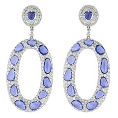 Rose Cut Sapphire and Diamond Earrings 4