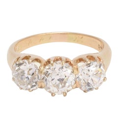 3.16ctw Old European Cut Diamond Trilogy Ring