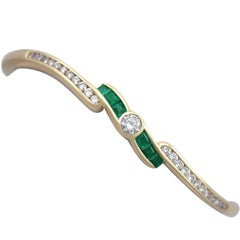 1.50 Carat Emerald and 1.36 Carat Diamond Yellow Gold Bangle 12