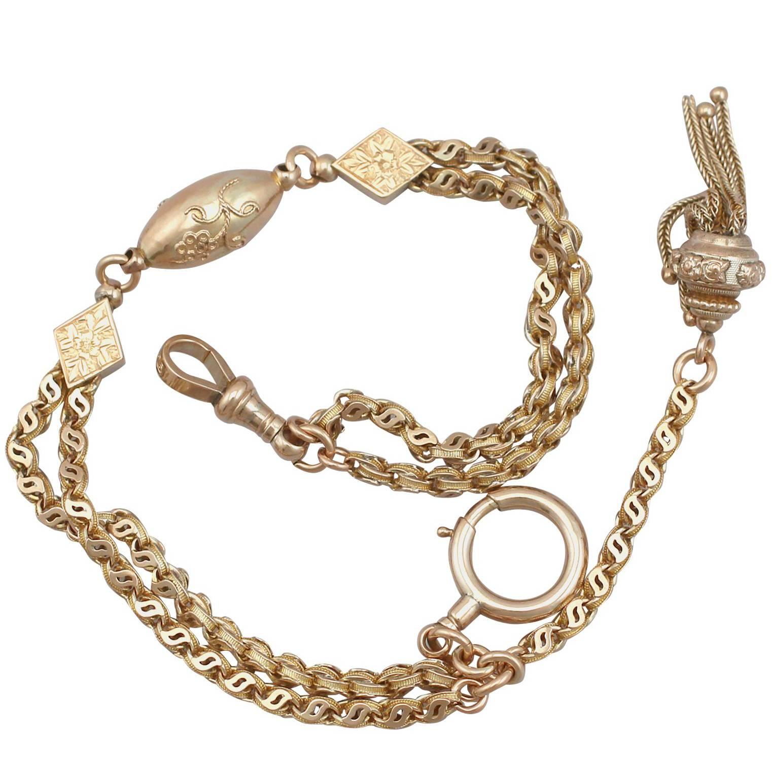 1890s Antique Yellow Gold Albertina Watch Chain