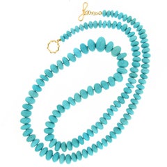 Rare Graduating Turquoise Rondelle Necklace 8