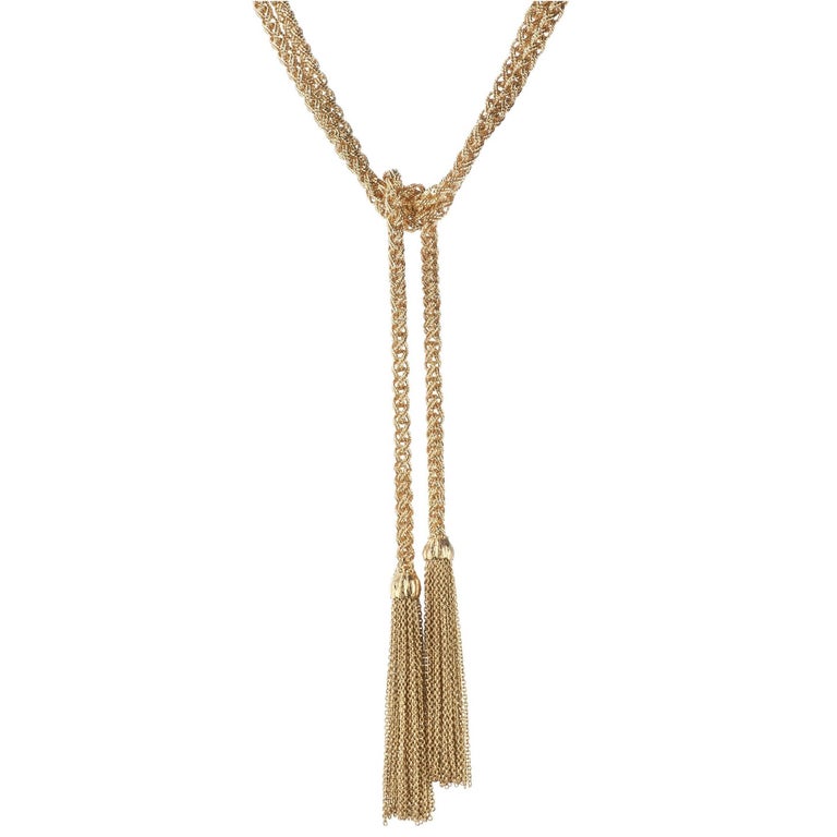 Lariat Necklace in 18 Karat Yellow Gold For Sale at 1stDibs