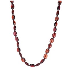 Red Garnet Bead Necklace with 18 Karat Yellow Gold Clasp