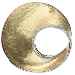 Vendorafa Eclipse Diamond Brooch in 18-Karat Yellow and White Gold