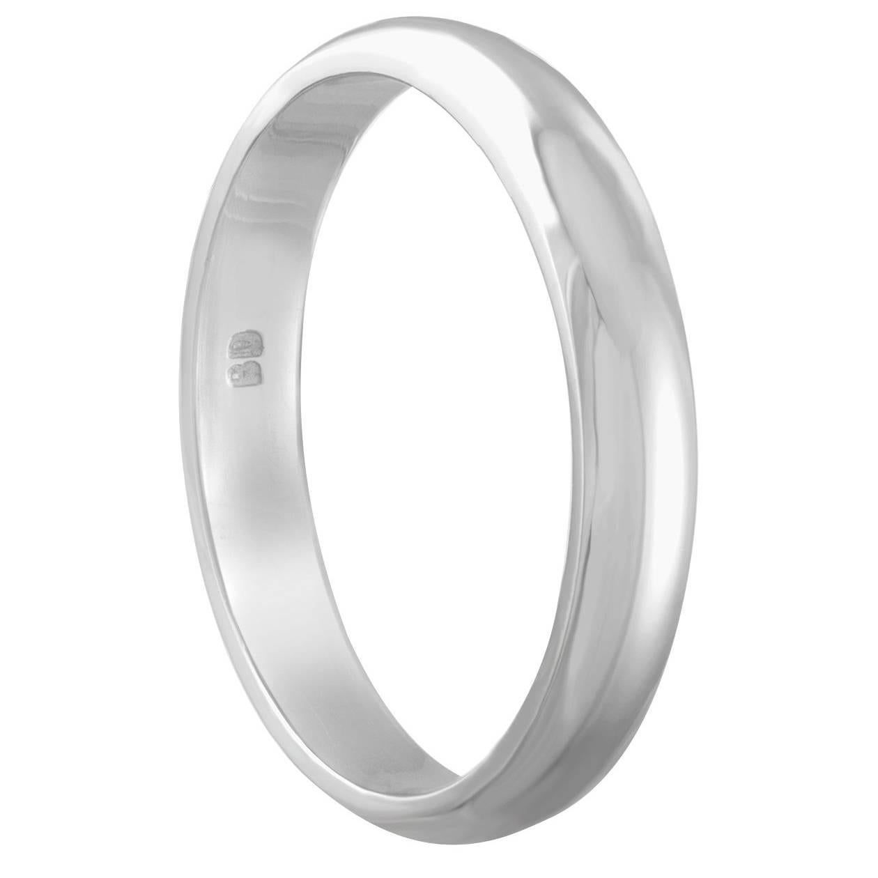 White Gold Wedding Band Ring Size 6.25 For Sale