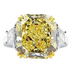 10.12 Carat Radiant Cut Canary Diamond Platinum Ring