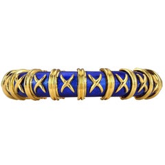 Tiffany 
Co. Schlumberger Blue Enameled Yellow Gold Bangle