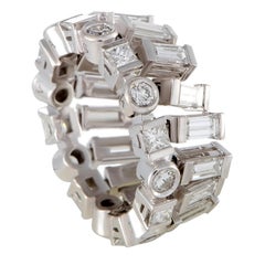 Vasari Dangling Diamonds White Gold Band Ring