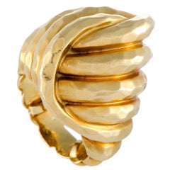 Henry Dunay Hammered Yellow Gold Twisted Ring
