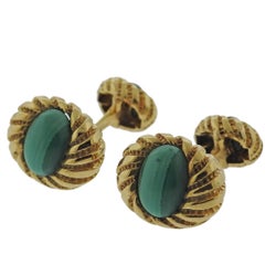 Tiffany & Co. Schlumberger Malachite Gold Cufflinks