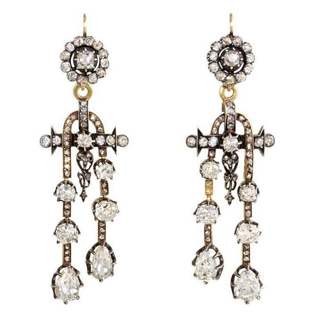 Antique Diamond Earrings with Négligée-Style Pendants at 1stDibs ...