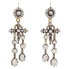 Antique Diamond Earrings with Négligée-Style Pendants