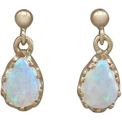 Antique 1900s Opal Yellow Gold Drop Earrings