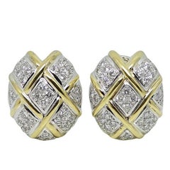 1.75 Carat Yellow and White Gold Earrings