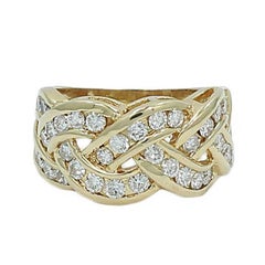 1.50 Carat Diamond Braided Style Yellow Gold Ring