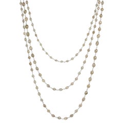 Yellow-Grey Briolette Diamond Necklace in 18 Karat White Gold