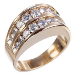 Double-Row Diamond Ring in 14 Karat Yellow Gold