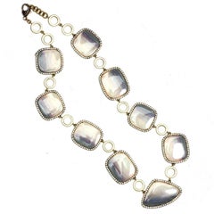 Sylva & Cie. One of a Kind Gold Opal and Diamond Necklace