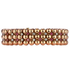 Vintage Ruby and Diamond Rose Gold Bracelet