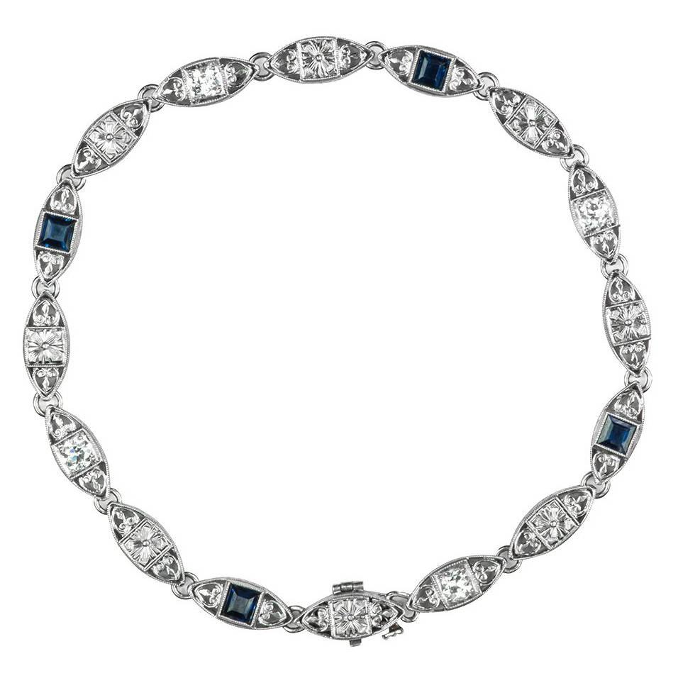Tiffany & Co. Diamond and Sapphire Platinum Bracelet